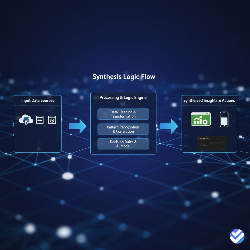 Diagram showing data synthesis logic flow leading to an action step.